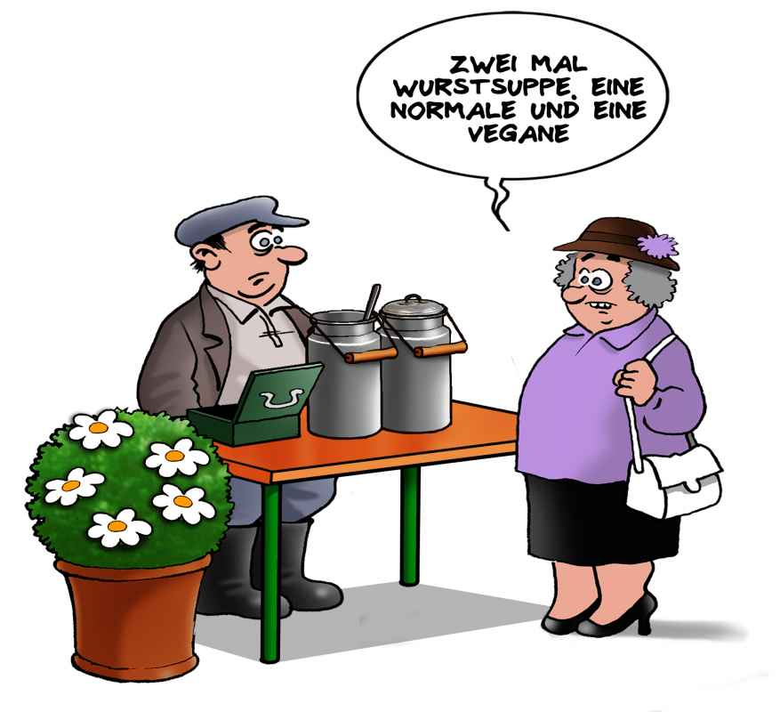 Cartoon zum Thema "Wurstsuppe" von Christian Habicht.
