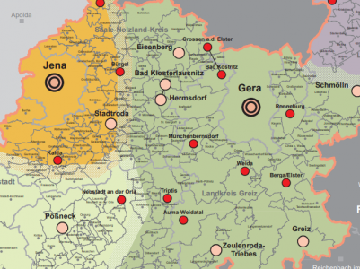 Ausschnitt einer Karte des Regionalplan Ostthüringen