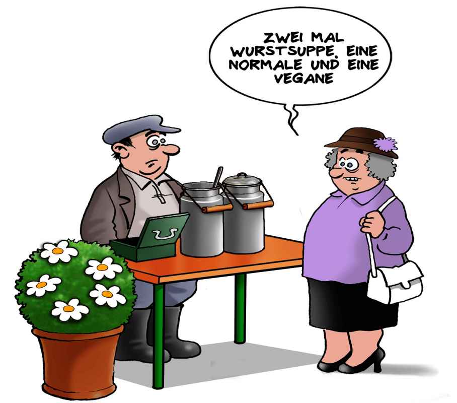 Cartoon zum Thema "Wurstsuppe" von Christian Habicht.