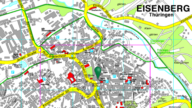 Ausschnitt aus dem digitalen Stadtplan des Städteverlages.