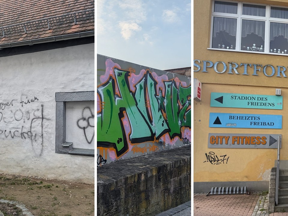 Graffiti an öffentlichen Gebäuden in Eisenberg