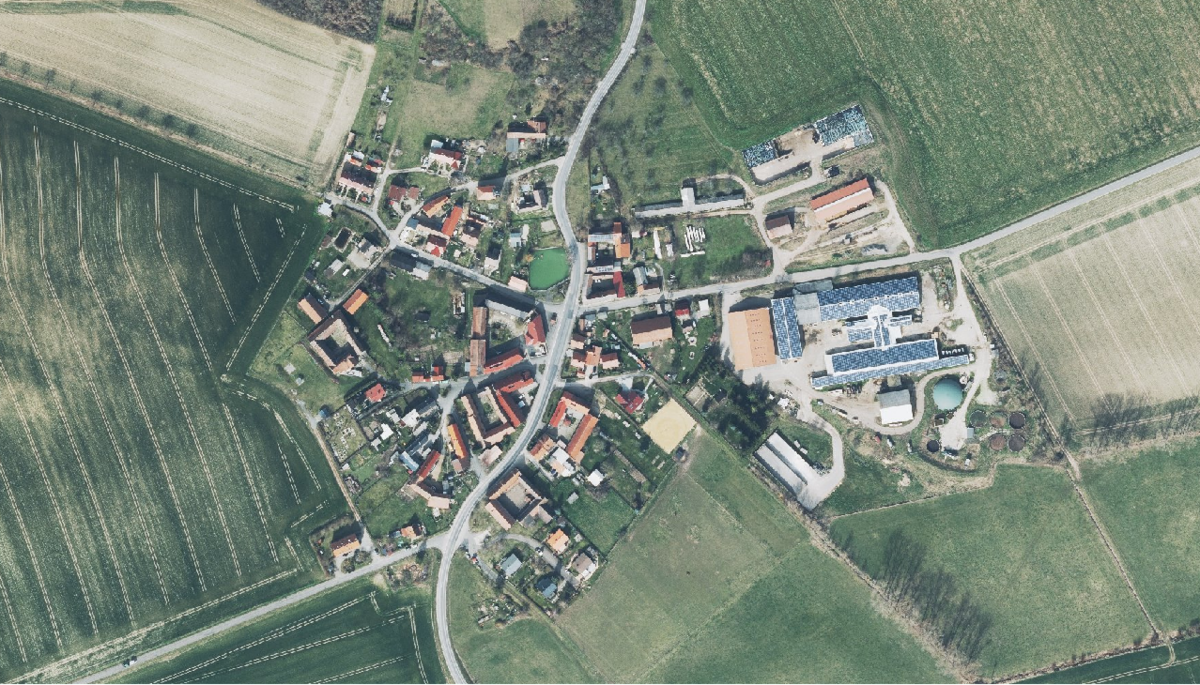 Luftbild der Gemeinde Rauschwitz